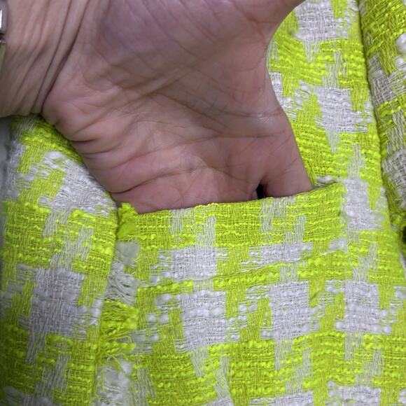 Steve Madden Harlow Fresh Lime Green Houndstooth Tweed Blazer L NWT - Picture 4 of 14